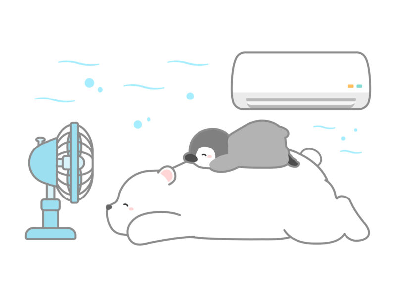 エアコンで涼む