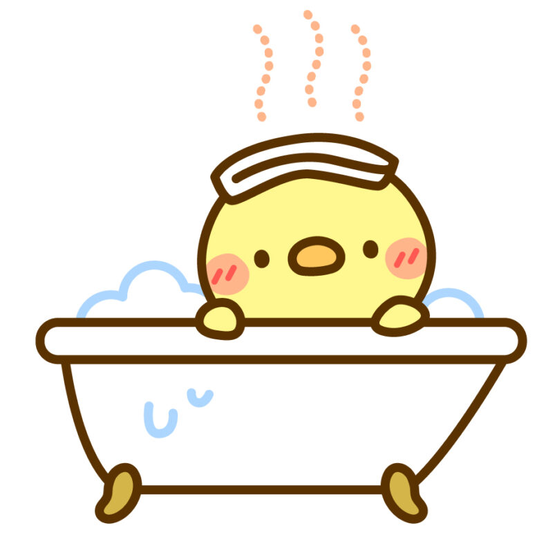 入浴するひよこ